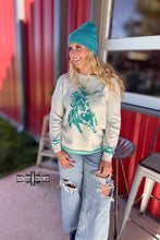 Load image into Gallery viewer, TEAL Wild & Western Sweater