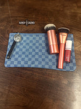 Load image into Gallery viewer, Checkered Denim Cosmetic Bag