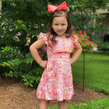 Load image into Gallery viewer, May Flowers Tiered Flutter Sleeve Dress in Coral
