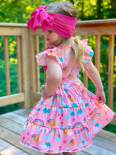 Load image into Gallery viewer, Sunshine &amp; Rainbows Tiered Flutter Sleeve Dress
