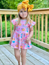 Load image into Gallery viewer, Sunshine &amp; Rainbows Flutter Sleeve Peplum and Bummies
