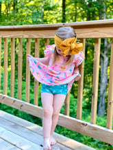 Load image into Gallery viewer, Sunshine &amp; Rainbows Flutter Sleeve Peplum and Bummies
