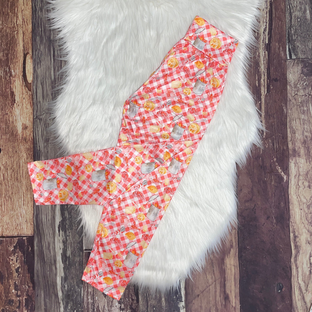 Crawfish Boil Printed Mommy Capris Leggings