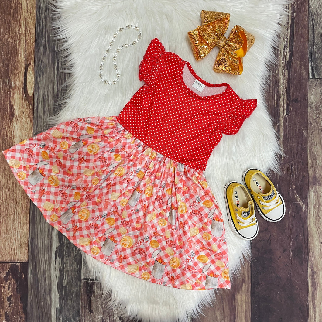 Crawfish Boil Printed Mid Twirl Dress