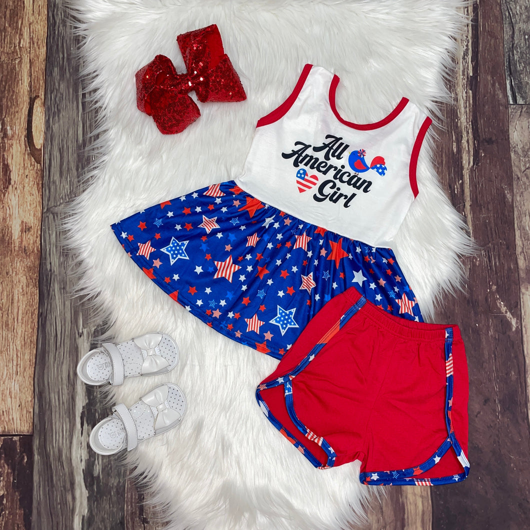 All American Girl Flutter Sleeve Peplum & Shorties