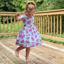 Load image into Gallery viewer, Watermelon Picnic CrissCross Dress
