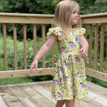 Load image into Gallery viewer, Floral Farm Cow Printed Mid Twirl Dress
