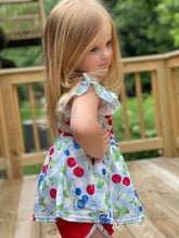 Load image into Gallery viewer, Blueberry &amp; Cherry Print Flutter Sleeve Peplum &amp; Shorties
