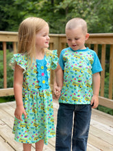 Load image into Gallery viewer, Back to School Yellow &amp; Blue Bus Raglan
