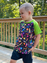 Load image into Gallery viewer, Back to School Neon Pencils &amp; Lime Green Raglan
