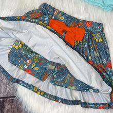 Load image into Gallery viewer, Orange and Aqua Floral Crop Skort Set
