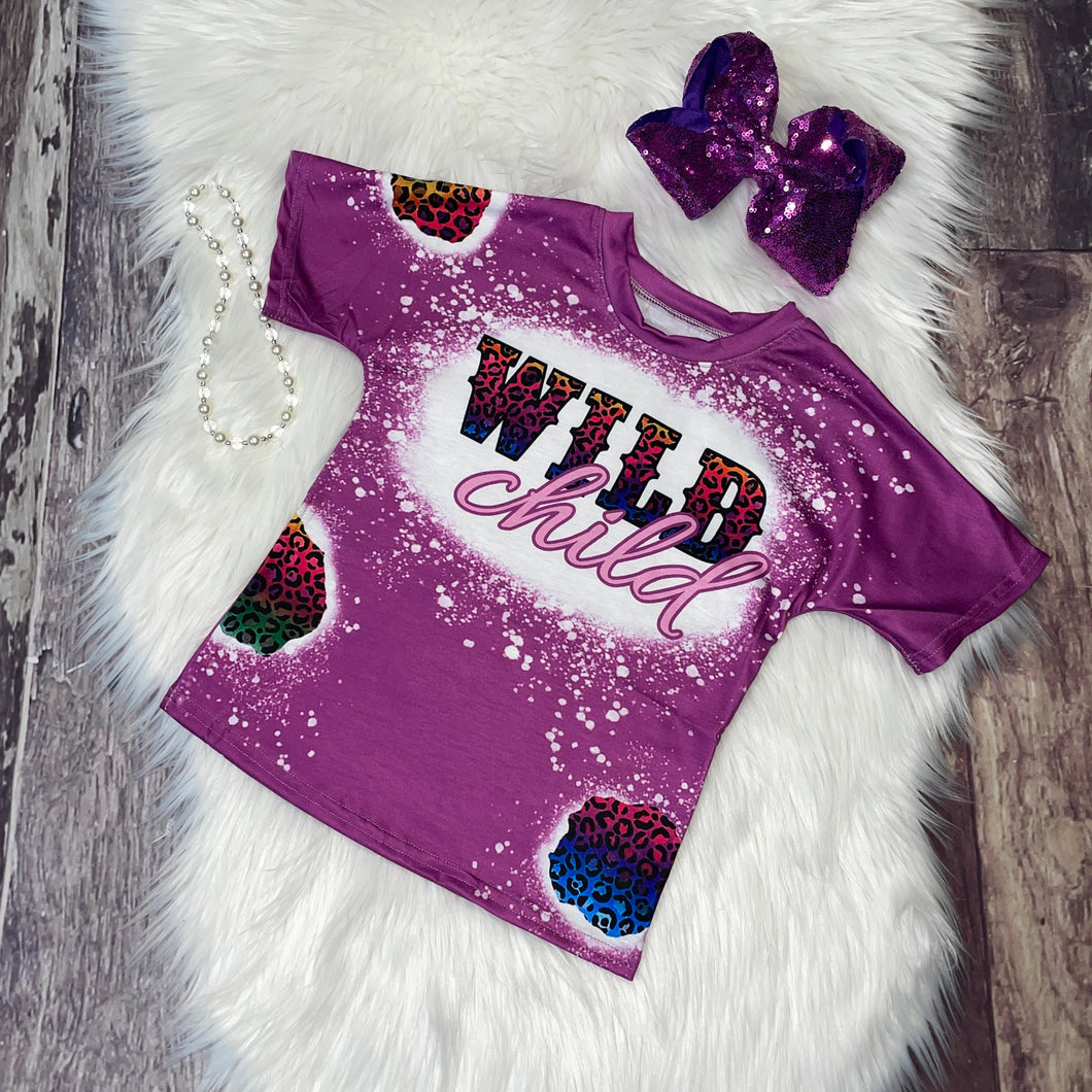 Bleach Splatter T-Shirts - Wild Child Rainbow Leopard