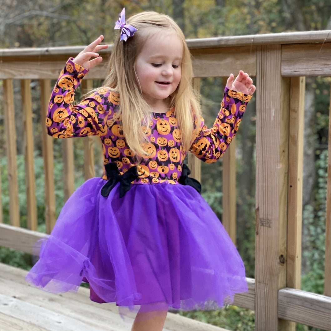 Halloween Pumpkins Ruffle Tulle Dress