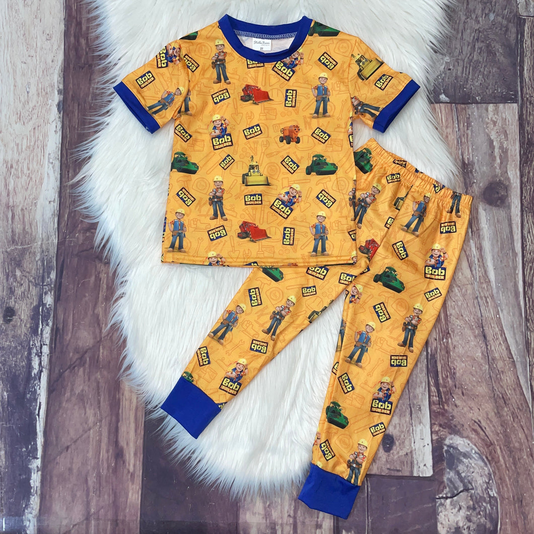 Blue & Orange Builder Cartoon Character Loungewear Set