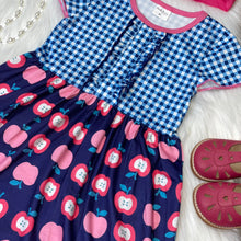 Load image into Gallery viewer, Back to School Pink Apples Cap Sleeve Dress
