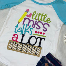 Load image into Gallery viewer, Back to School Raglan - Little Miss Talks A Lot
