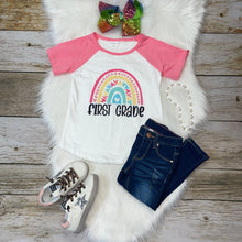 Load image into Gallery viewer, Back to School Raglan - First Grade Rainbow

