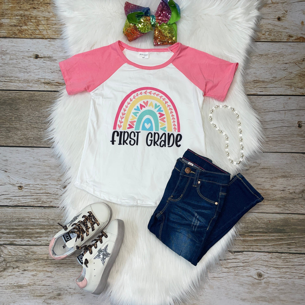 Back to School Raglan - First Grade Rainbow