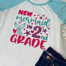 Load image into Gallery viewer, Back to School Raglan - New Mermaid in 2nd Grade
