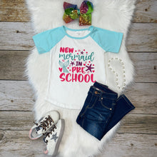 Load image into Gallery viewer, Back to School Raglan - New Mermaid in Pre-School
