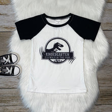 Load image into Gallery viewer, Back to School Raglan - Black Kindergarten is a Walk in the Park
