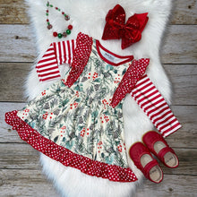 Load image into Gallery viewer, Red &amp; Green Mistletoe Print Long Sleeve Dress
