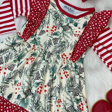 Load image into Gallery viewer, Red &amp; Green Mistletoe Print Long Sleeve Dress
