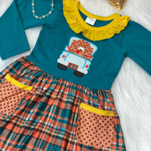 Load image into Gallery viewer, Embroidered Turkey Pickup Truck Pocket Dress
