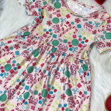Load image into Gallery viewer, Pink Peppermint Candies Printed Short Sleeve Dress
