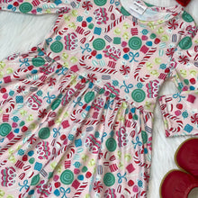 Load image into Gallery viewer, Pink Peppermint Candies Printed Long Sleeve Dress
