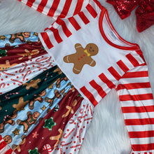 Load image into Gallery viewer, Red &amp; White Gingerbread Cookie Panel Long Sleeve Dress
