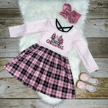 Load image into Gallery viewer, Pink Merry Christmas CrissCross Long Sleeve Dress
