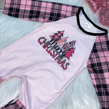Load image into Gallery viewer, Pink Merry Christmas Plaid Long Sleeve Romper
