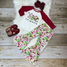 Load image into Gallery viewer, Christmas Character FRIENDS Raglan &amp; Bell Pants Set
