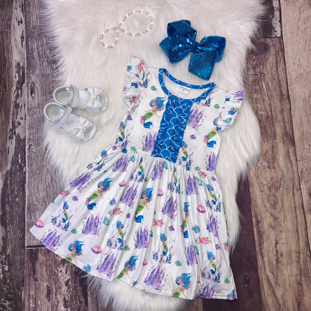 Mermaid Blue And Lavender Mid Twirl Dress