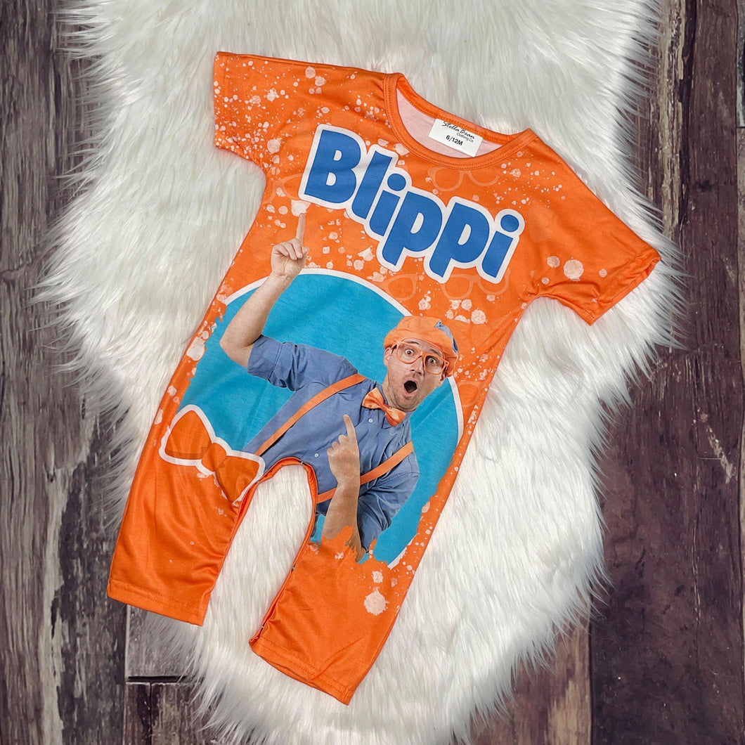 Bleach Splatter T-Shirt Rompers - Blue & Orange