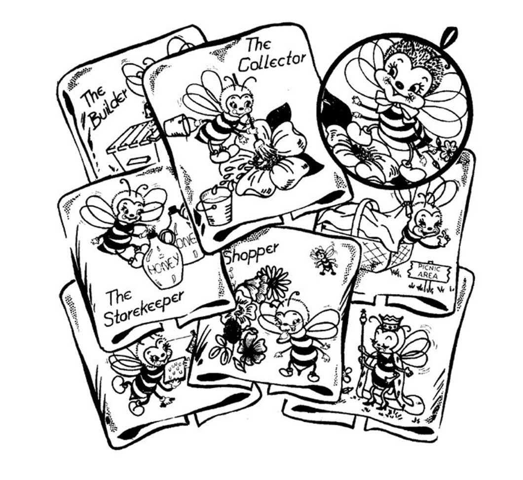 Aunt Martha's Vintage Embroidery Transfer Pattern #3681 The Busy Bee