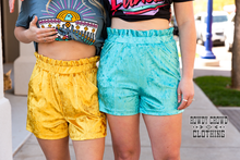Load image into Gallery viewer, Turquoise- Vetiver Velvet Shorts
