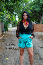 Load image into Gallery viewer, Turquoise- Vetiver Velvet Shorts
