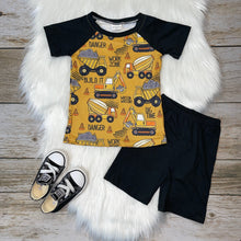 Load image into Gallery viewer, Yellow &amp; Black Work Zone Printed Raglan and Short Set
