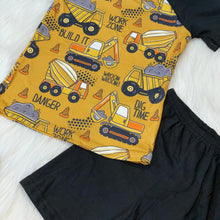 Load image into Gallery viewer, Yellow &amp; Black Work Zone Printed Raglan and Short Set
