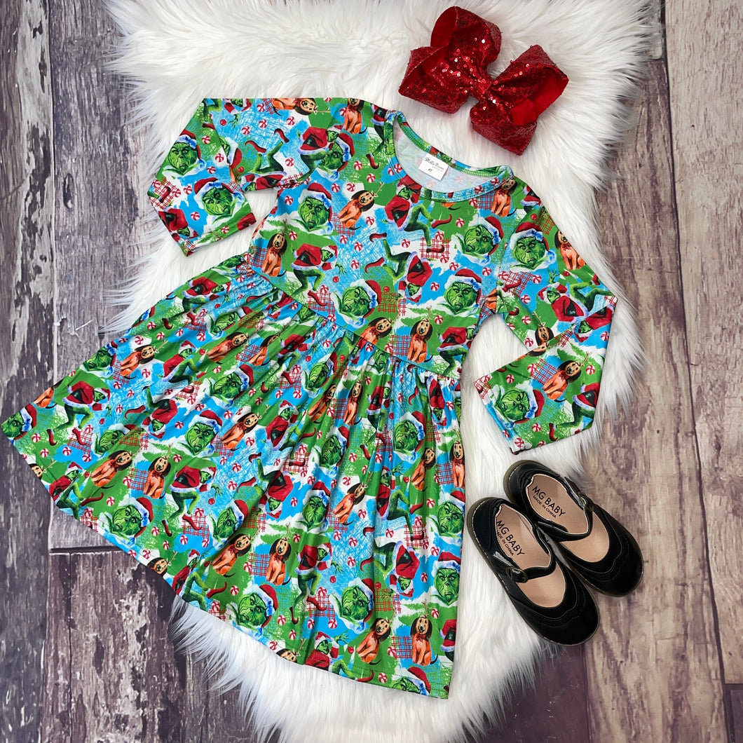 Christmas Character Long Sleeve Mid-Twirl Dress