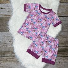 Load image into Gallery viewer, Purple &amp; Pink First Princess Short Sleeve Loungewear Set
