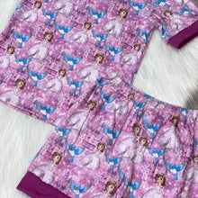Load image into Gallery viewer, Purple &amp; Pink First Princess Short Sleeve Loungewear Set

