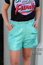 Load image into Gallery viewer, Turquoise- Vetiver Velvet Shorts
