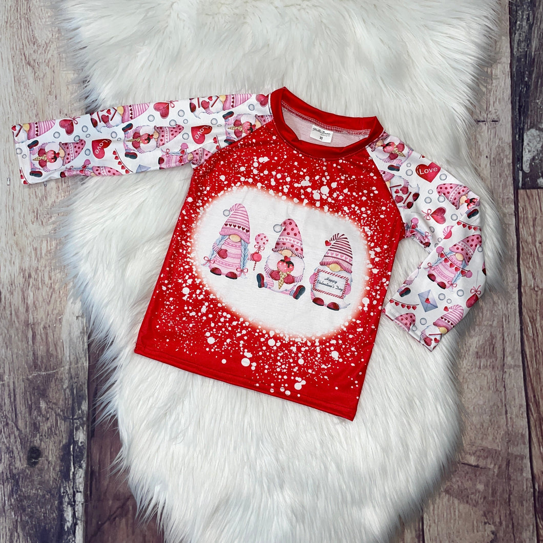 Gnome Valentine Printed Raglan