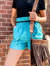 Load image into Gallery viewer, Turquoise- Vetiver Velvet Shorts
