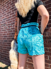 Load image into Gallery viewer, Turquoise- Vetiver Velvet Shorts

