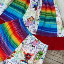 Load image into Gallery viewer, Baby Puppet Rainbow Twirl Dress and Shorties with Headband
