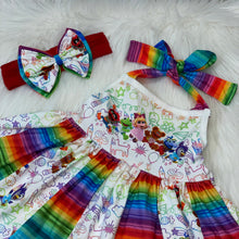 Load image into Gallery viewer, Baby Puppet Rainbow Twirl Dress and Shorties with Headband
